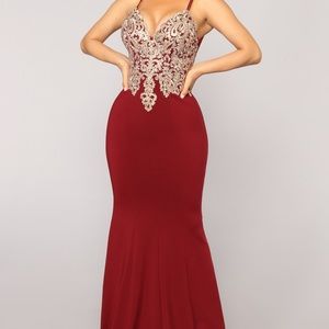 Wine Embellished Formal Dress